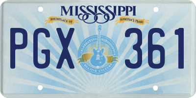 MS license plate PGX361