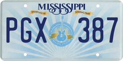 MS license plate PGX387