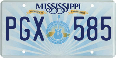MS license plate PGX585