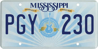 MS license plate PGY230