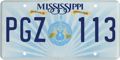 MS license plate PGZ113