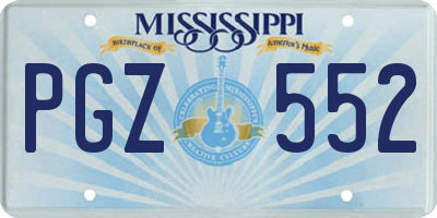 MS license plate PGZ552
