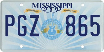MS license plate PGZ865