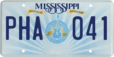 MS license plate PHA041