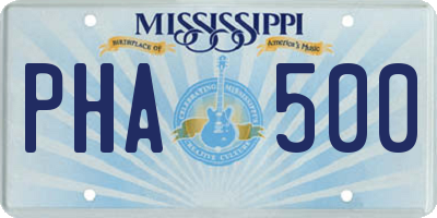 MS license plate PHA500