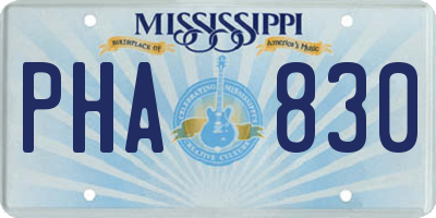 MS license plate PHA830
