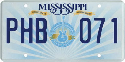 MS license plate PHB071