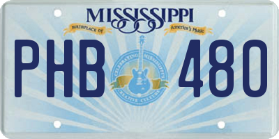 MS license plate PHB480