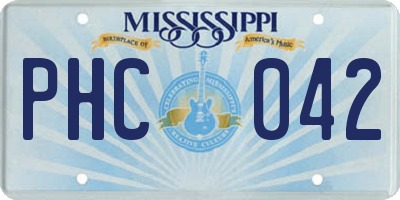 MS license plate PHC042