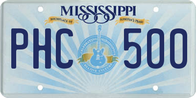 MS license plate PHC500