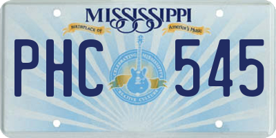 MS license plate PHC545