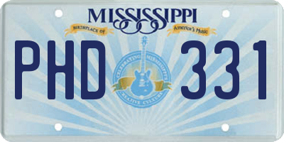 MS license plate PHD331