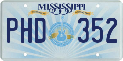 MS license plate PHD352