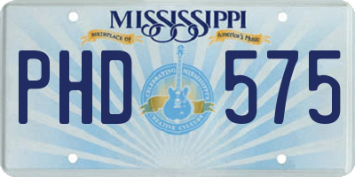 MS license plate PHD575