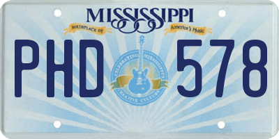MS license plate PHD578