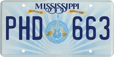 MS license plate PHD663