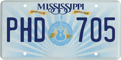 MS license plate PHD705