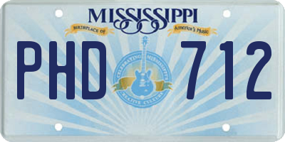 MS license plate PHD712