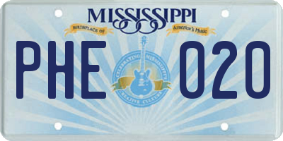 MS license plate PHE020