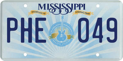 MS license plate PHE049