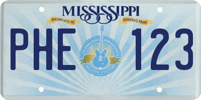MS license plate PHE123