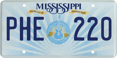 MS license plate PHE220