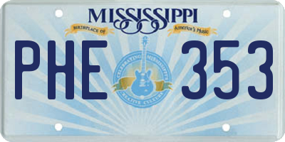 MS license plate PHE353