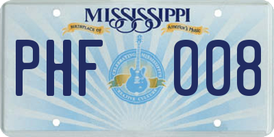 MS license plate PHF008