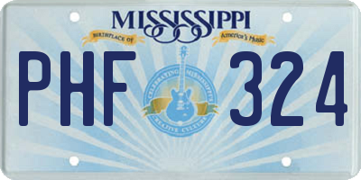 MS license plate PHF324