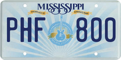 MS license plate PHF800