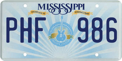 MS license plate PHF986