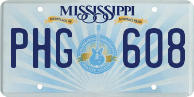 MS license plate PHG608