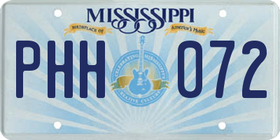 MS license plate PHH072
