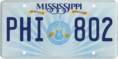 MS license plate PHI802