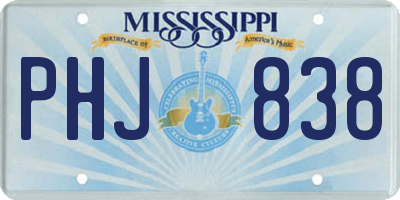 MS license plate PHJ838