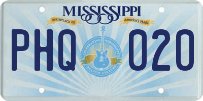 MS license plate PHQ020