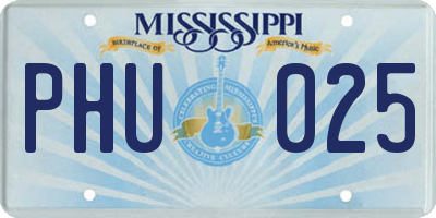 MS license plate PHU025