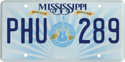 MS license plate PHU289