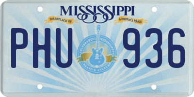 MS license plate PHU936
