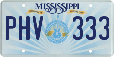 MS license plate PHV333