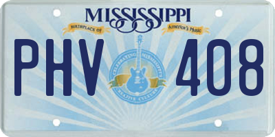 MS license plate PHV408