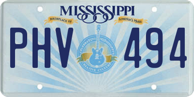 MS license plate PHV494