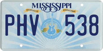 MS license plate PHV538