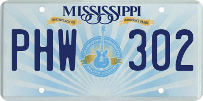 MS license plate PHW302