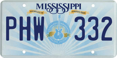 MS license plate PHW332
