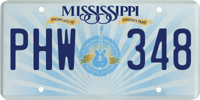 MS license plate PHW348