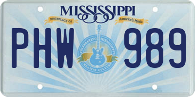 MS license plate PHW989