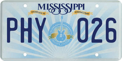 MS license plate PHY026