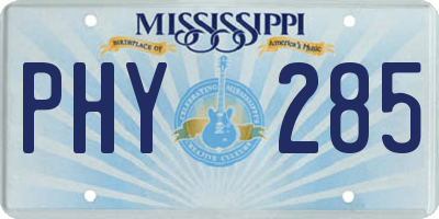 MS license plate PHY285