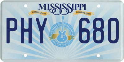 MS license plate PHY680